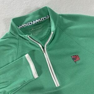 Peter Millar Women's Medium Green Perth Performance 1/4 Zip USA UK Flag Pullover
